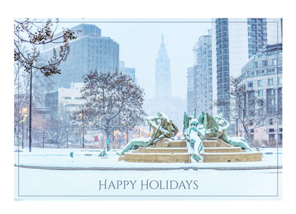 Center City Philadelphia in Snow Holiday Card