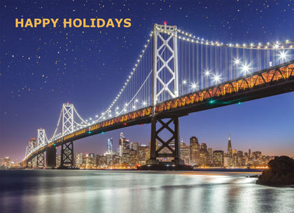 Bay Bridge Skyline San Francisco Holiday Card
