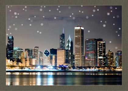 Chicago Winter Night Holiday Card