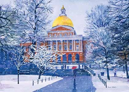 Massachusetts Statehouse Winter Holiday Card