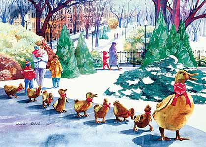 Ducklings in the Boston Public Garden Holiday Card