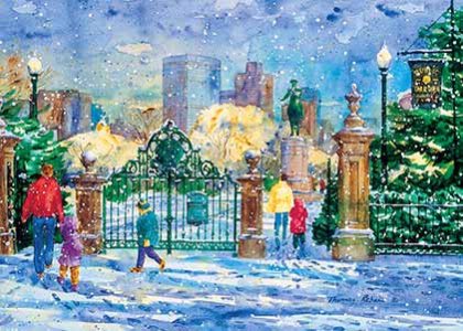 Garden Gate Snowfall Holiday Card