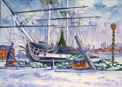 USS Constitution Boston Holiday Card