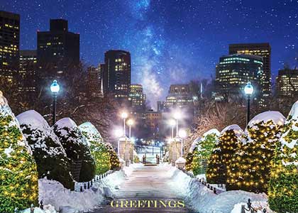 Starry Night over Boston Holiday Card