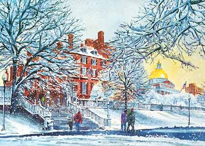 Fresh Snow on Beacon Hill Holiday Card