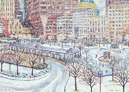 Winter Time At Post Office Square Park Boston Holiday Card