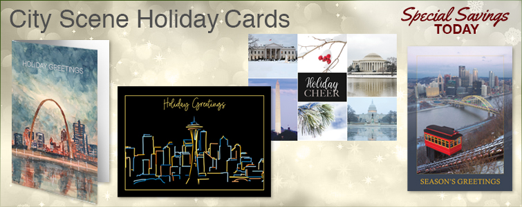 2022 Large City Scenes Holiday Cards
