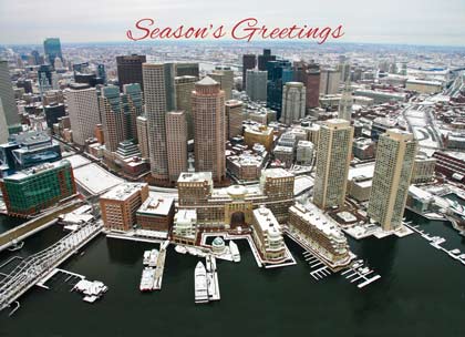 Boston Aerial Winter Skyline