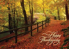 Leaf-Strewn Lane Thanksgiving Card