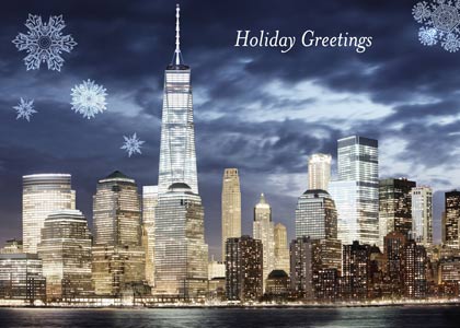 Lower Manhattan Dusk Holiday Card