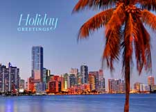 Skyline of Miami Holiday Card